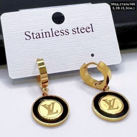 Сережки мед.сталь14К 10646 ( 3.3 см.) 